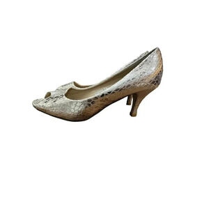 Riverberry Women's Gold Julia Slight Open Toe High Heel Pumps Size 7.5